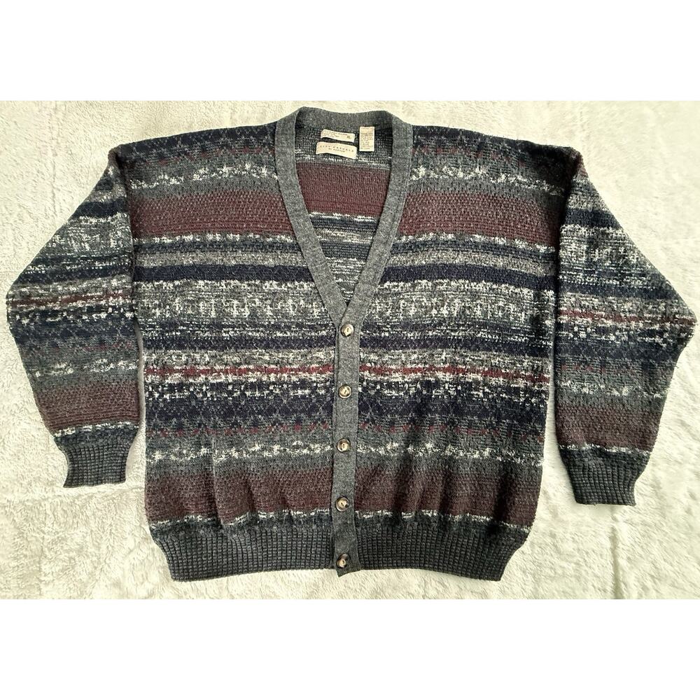 Vintage City Casuals By Haggar Made In Italy Wool & Acrylic Blend Cardigan XL